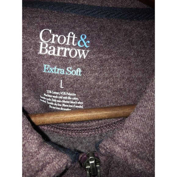 MEN'S LARGE CROFT & BARROW 1/2 ZIP HEATHER PURPLE - Picture 4 of 4
